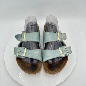 Birkenstock Arizona Women EU 39 US 8 Blue Suede Leather Slide Buckle Sandal